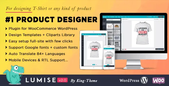 Lumise product designer interface for WooCommerce WordPress store customization