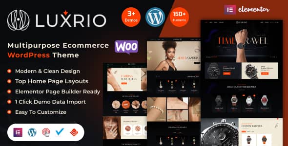 Luxrio luxury e-commerce WordPress theme for jewelry and high-end retail stores