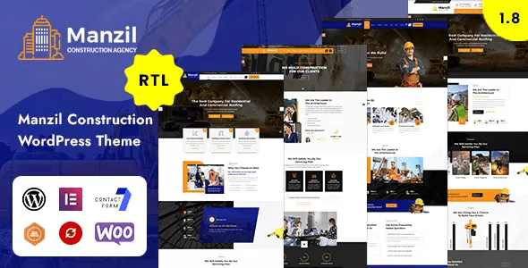 Manzil construction WordPress theme for building and architecture businesses