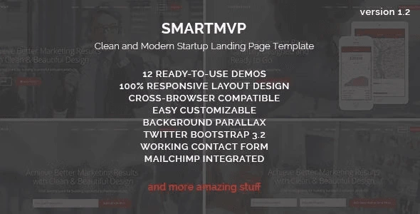 SmartMvp startup landing page template preview