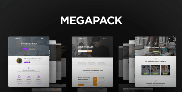MEGAPACK marketing landing page template pack with multiple HTML layouts and email integration options