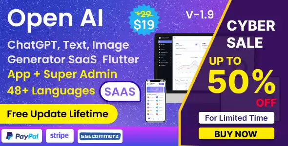 Maan AI Flutter app chat interface showing ChatGPT conversation with Laravel admin dashboard preview