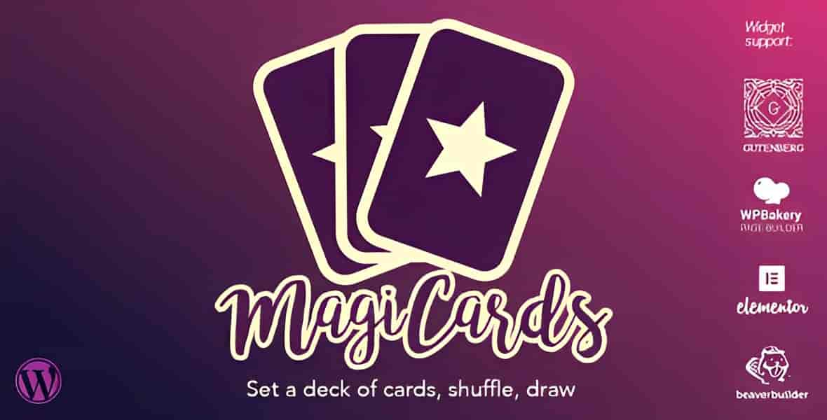 MagiCards interactive random card deck display with customizable gallery layout for WordPress