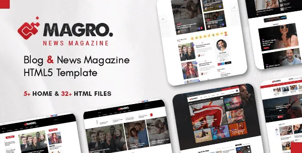 Magro responsive HTML5 magazine and news blog template preview
