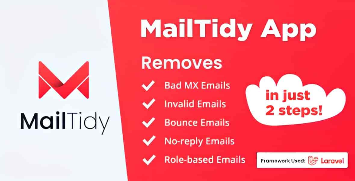 MailTidy email list cleaner SaaS PHP script dashboard interface