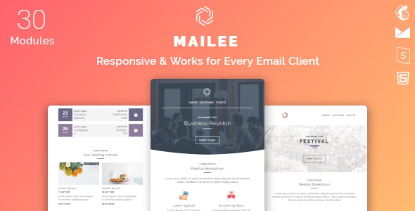 Mailee responsive multipurpose HTML email template with customizable layout and embedded CSS