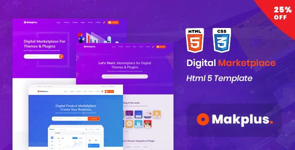 Makplus digital marketplace HTML5 template with responsive layout and Elementor PRO compatibility