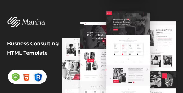 Manha business agency HTML5 template preview with colorful professional design
