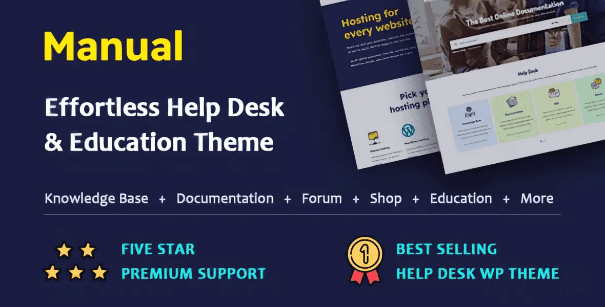 Manual documentation and knowledge base WordPress theme layout preview