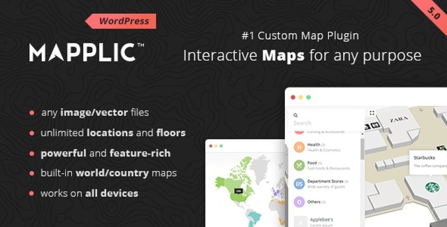 Mapplic interactive map plugin for WordPress displaying a custom responsive web map