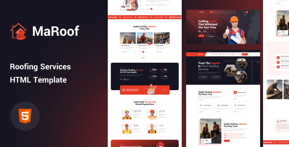 Maroof roofing services HTML template homepage preview
