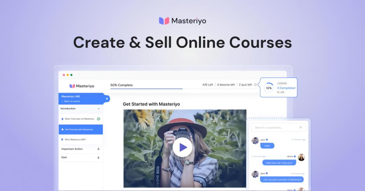 Masteriyo PRO WordPress LMS plugin course dashboard interface