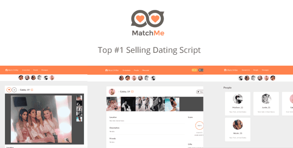 MatchMe dating site PHP script with responsive profile pages and interactive rating features