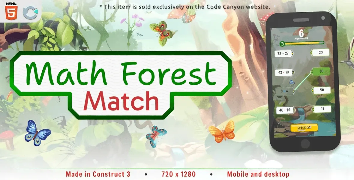Math Forest Match HTML5 educational math game with forest-themed gameplay