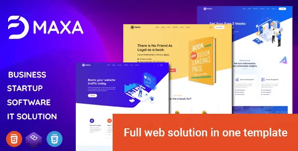 Maxa multipurpose HTML5 template homepage preview showing responsive design
