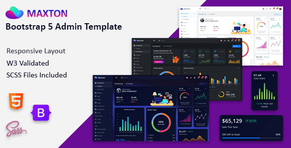 Maxton Bootstrap 5 admin dashboard template with responsive layout