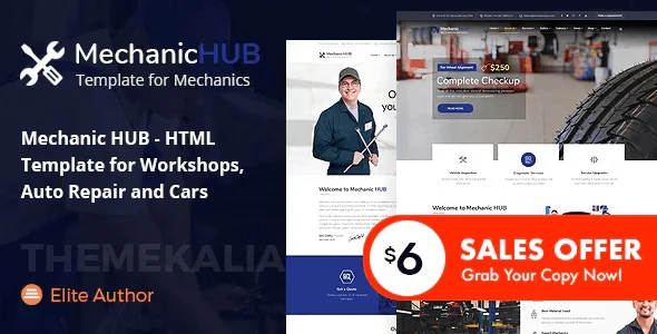 Mechanic HUB auto mechanic HTML template homepage preview