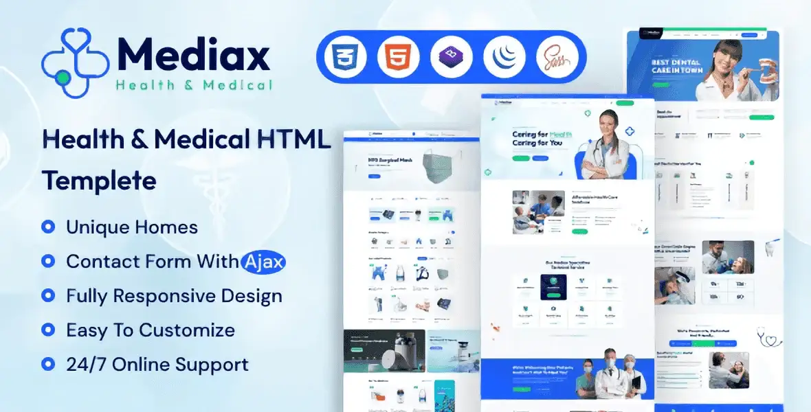 Mediax medical and healthcare HTML template homepage preview