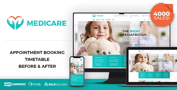 Medicare medical practice WordPress theme demo preview showing healthcare website design