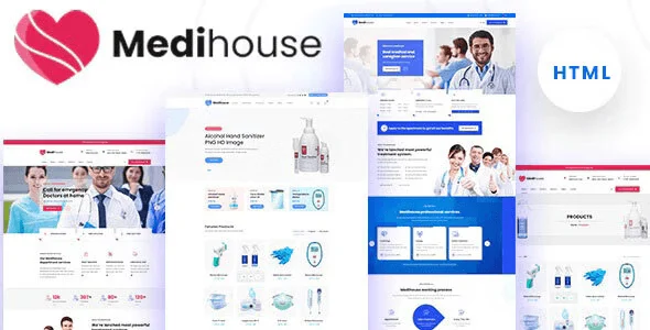 Medihouse hospital HTML template preview for healthcare and medical caregiver websites