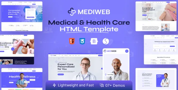 Mediweb responsive medical HTML template built on Bootstrap 5 for healthcare websites
