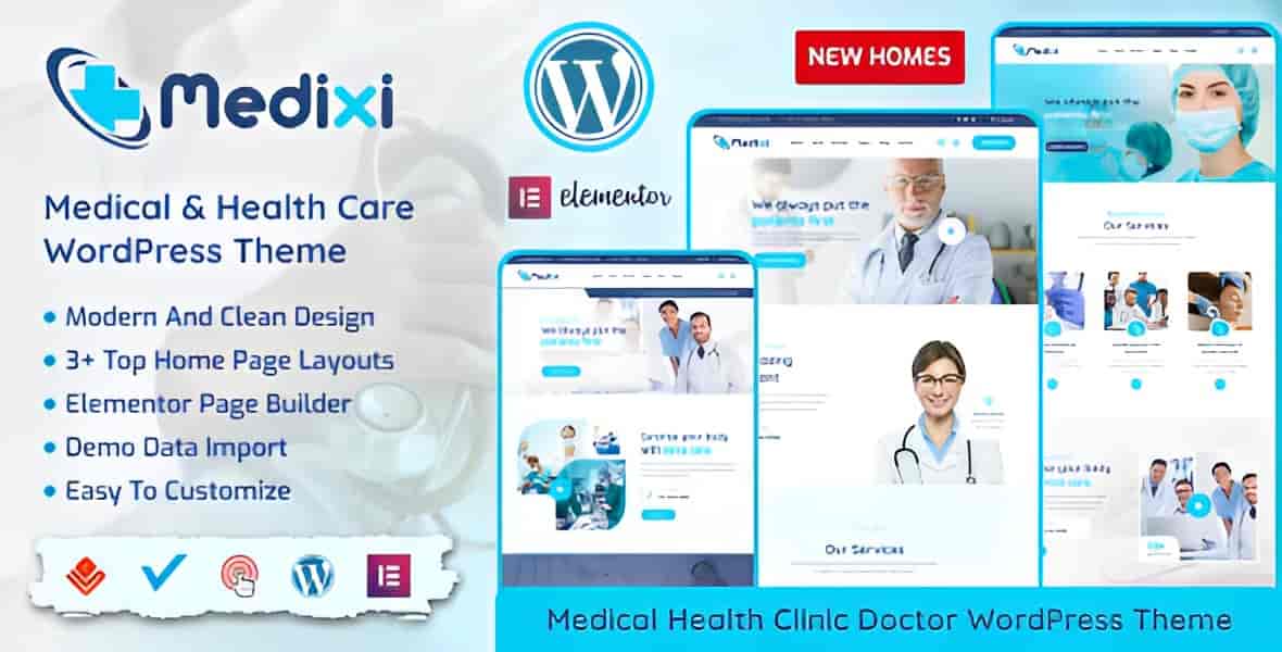 Medixi WordPress theme for doctor and medical care websites with Elementor