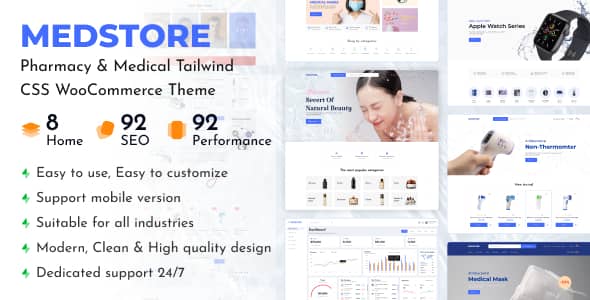 Medstore responsive WooCommerce WordPress theme for medical and healthcare business websites