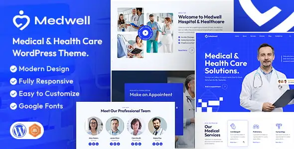 Medwell medical and healthcare WordPress theme for professional clinic websites