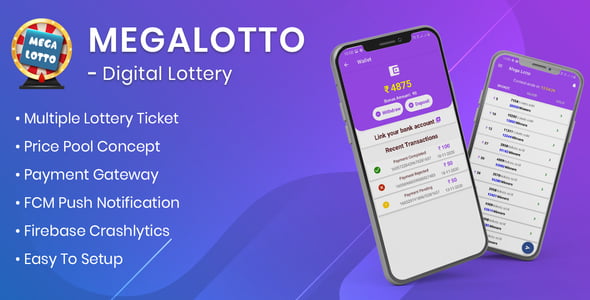 MegaLotto lottery app script - Android app and PHP admin panel source code package