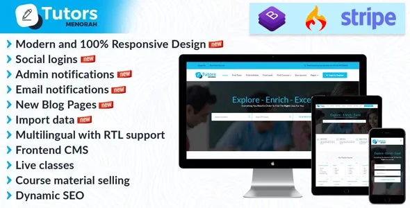 MenorahDirectory online tutoring platform PHP script dashboard interface