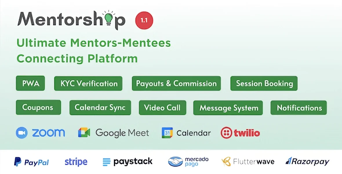 Mentorship platform PHP script dashboard connecting mentors and mentees