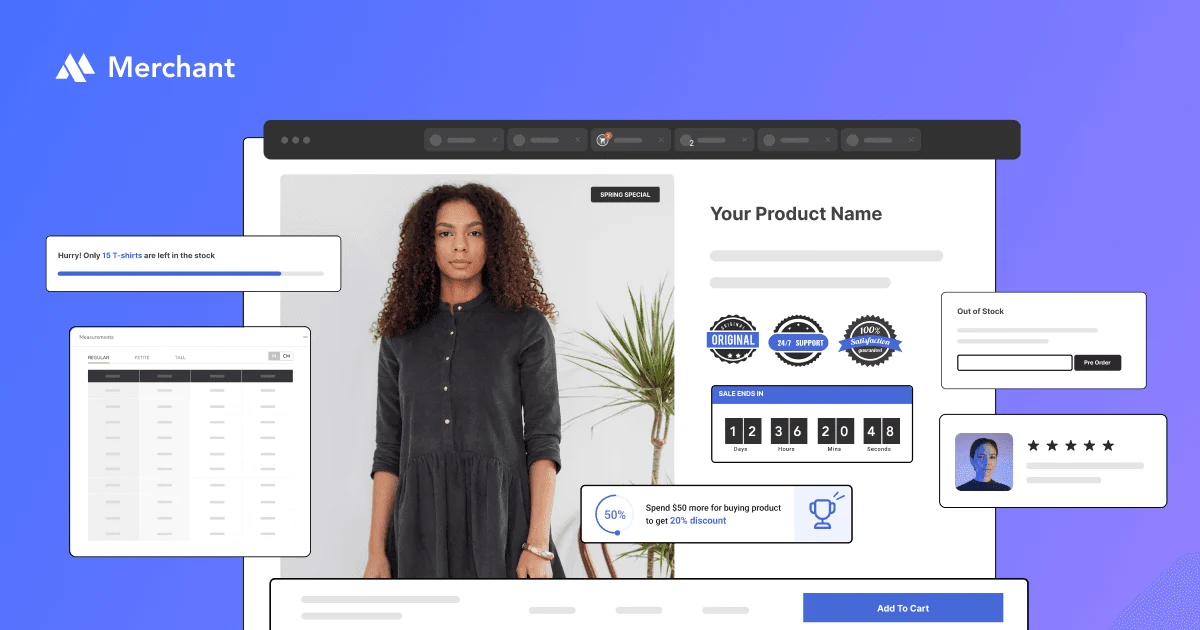 Merchant Pro WooCommerce upsell and growth plugin interface showing product bundle and discount features