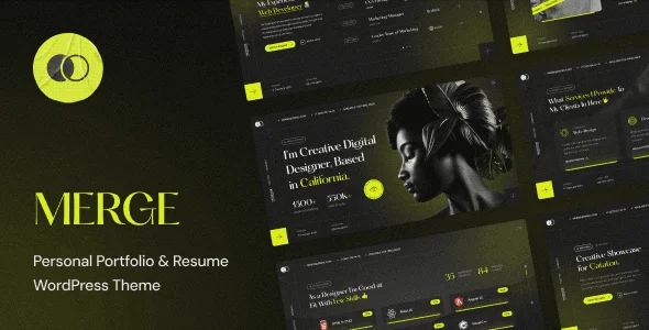 Merge personal portfolio and resume WordPress theme preview with Elementor integration