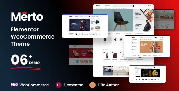 Merto multipurpose WooCommerce WordPress theme homepage preview with Elementor compatibility
