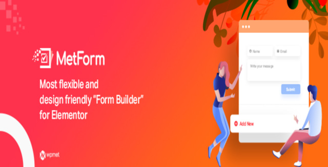 MetForm Pro Elementor form builder plugin interface showing drag-and-drop form creation