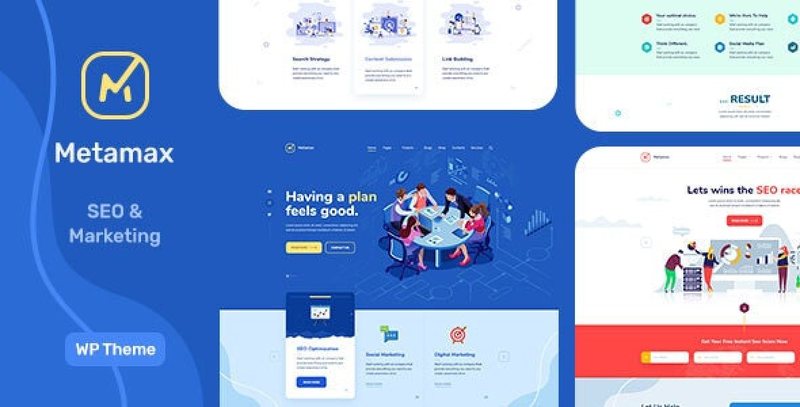 MetaMax professional WordPress theme for web agencies with responsive design and customizable layouts