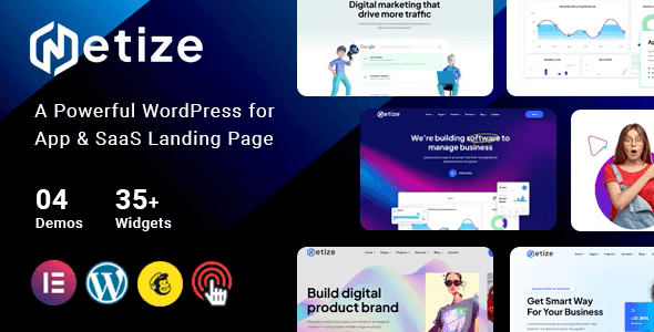 Metize WordPress landing page theme for Elementor PRO responsive design preview