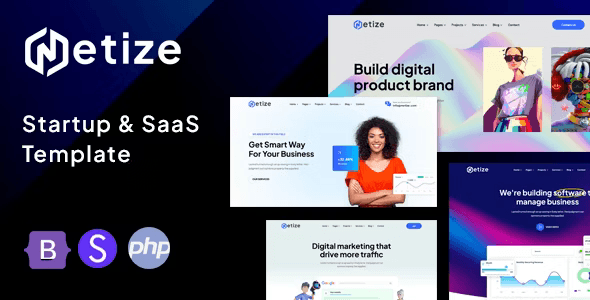 Metize modern SaaS and startup HTML template built with Elementor PRO