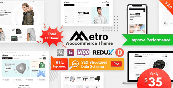 Metro minimal WooCommerce WordPress theme storefront preview