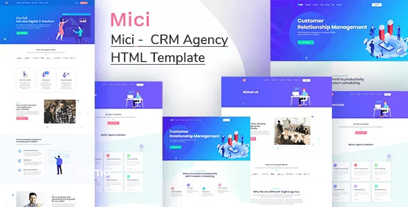 Mici CRM System HTML Template responsive website layout on desktop and mobile devices