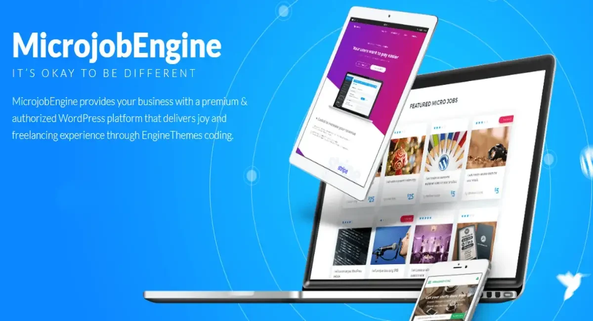MicrojobEngine Pro service marketplace WordPress theme with interactive user panel and order tracking