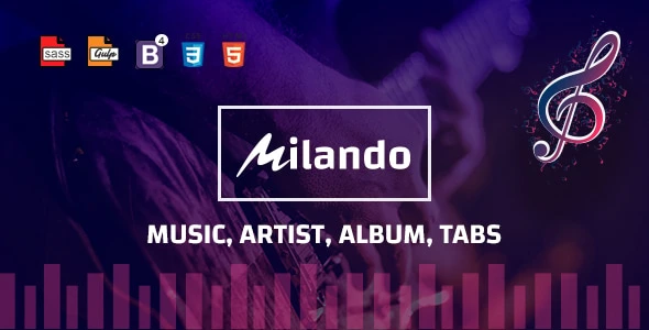 Milando music portal HTML template with track playback and online store features