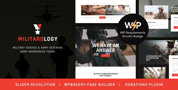 Militarology military WordPress theme for military service websites