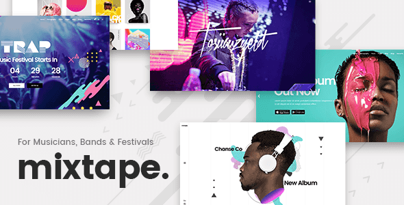 Mixtape music WordPress theme preview for artists and festivals