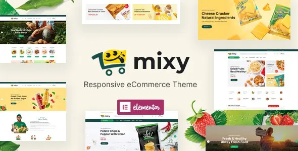 Mixy organic food store WordPress theme homepage layout preview