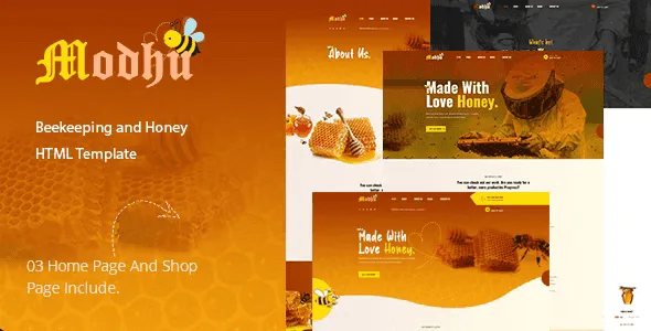 Modhu beekeeping and honey HTML template design preview