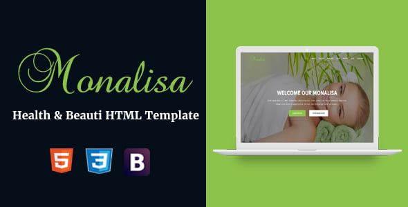 Monalisa health and beauty HTML template preview with responsive one-page parallax design