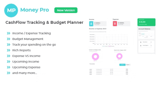 Money Pro cashflow and budgeting manager PHP script dashboard