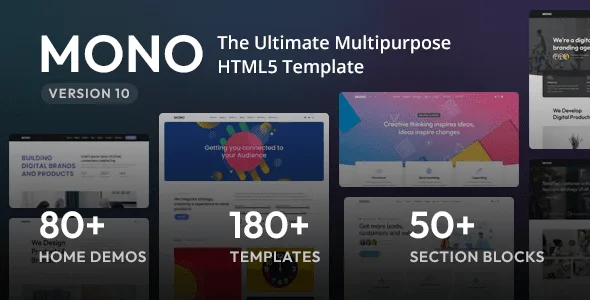 Mono multipurpose HTML5 template responsive website design demo preview