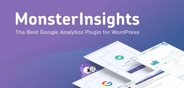 MonsterInsights Pro Google Analytics WordPress plugin dashboard interface showing visitor statistics and e-commerce metrics